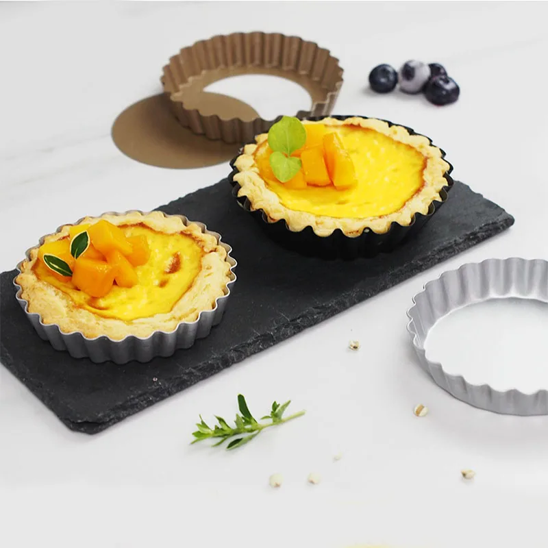 Mini Tart Pan 4 Inch with Removable Bottom Quiche Pan Nonstick Round Quiche Pie Pan/