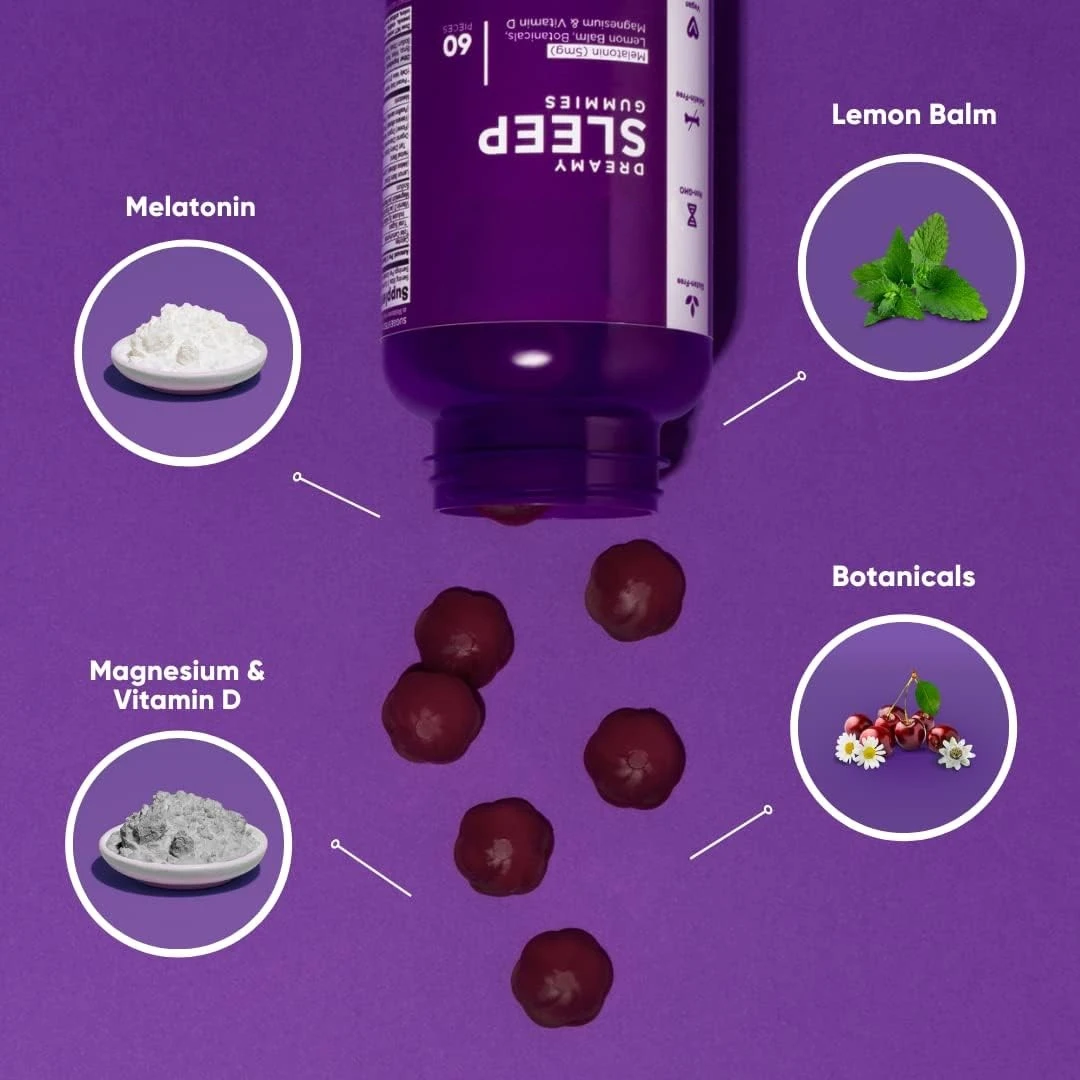 Dreamy Sleep Gummy Melatonin Vitamin D Magnesium Lemon Balm Extract GUMMY