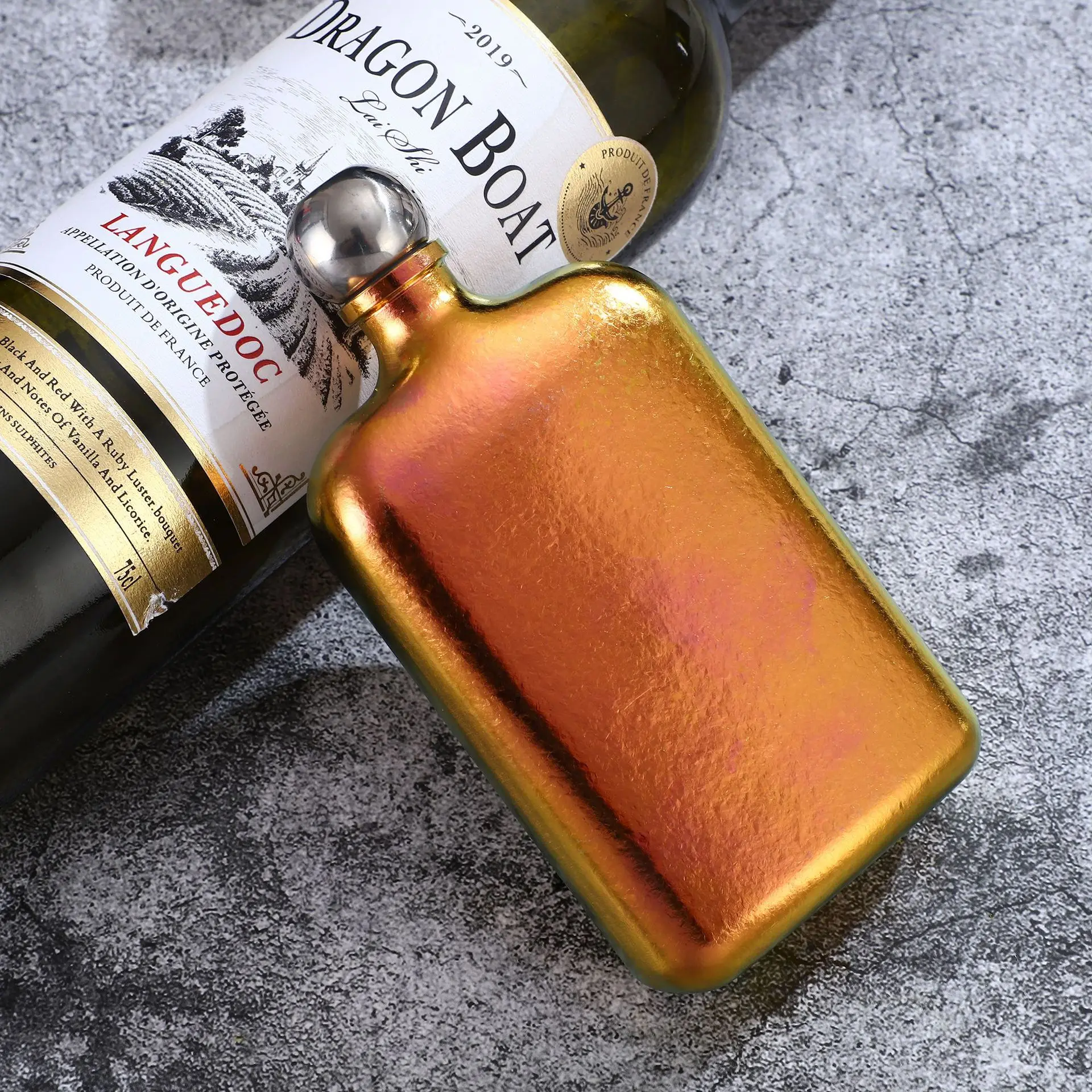 Custom 7oz Alcohol Flask Male Whisky Wine Pot Bottle Portable Pocket Box Set Outdoor Pure Titanium Flasks