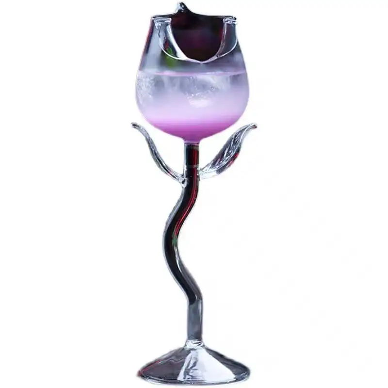 Unique Red Wine Glasses Unique Rose Flower Shape Goblet Glasses for Party Dinner Wedding Festival