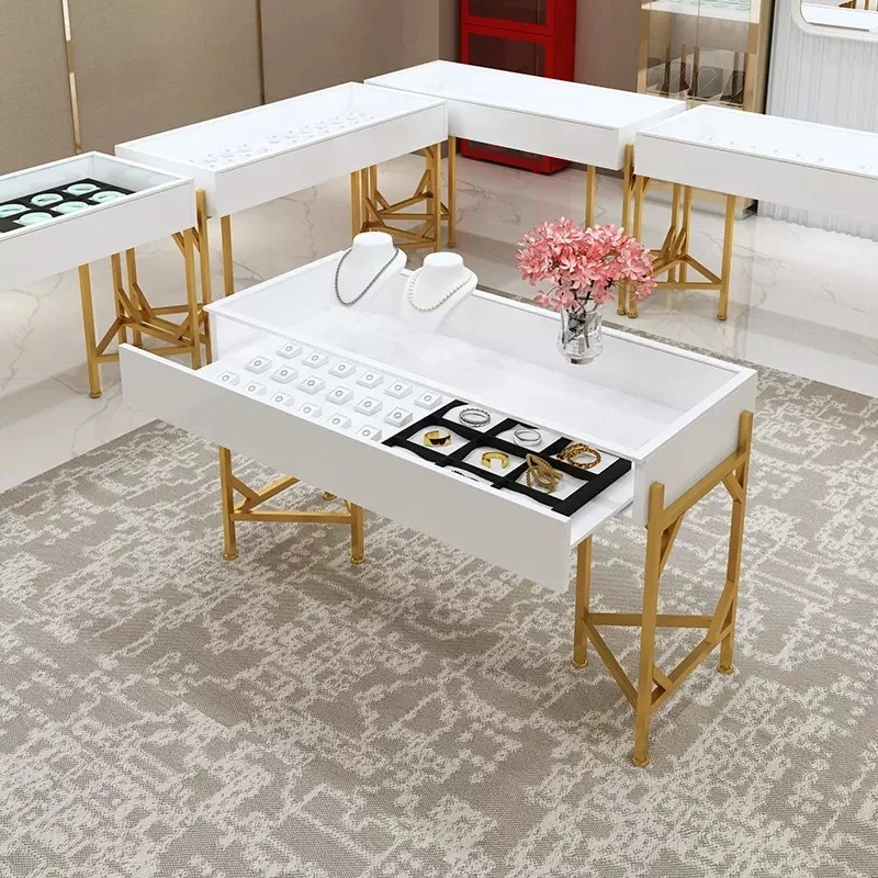 Made in China Good Quality Metal Stand Cabinet Lockable Frameless Glass Top Antique Jewellery Display Show Case