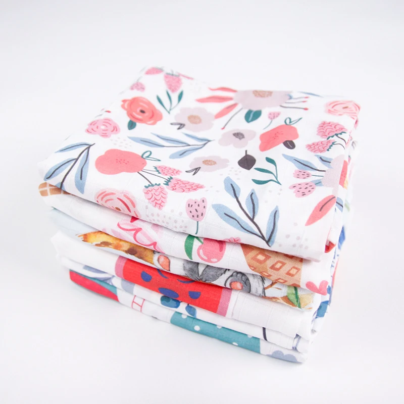 Custom animal print soft warm coral organic 0-3 months newborn baby swaddle muslin blankets for beds