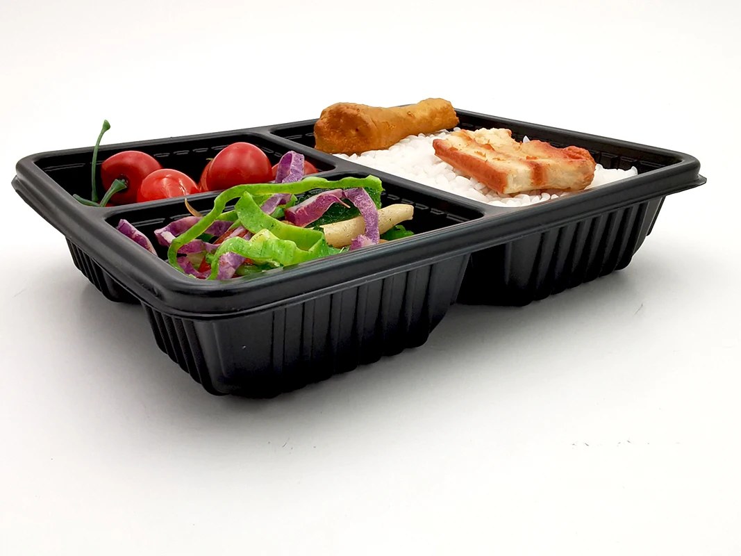 bento box 3 compartment leakproof  microwave lunch box takeaway packaging fast food container pp plastic with lid