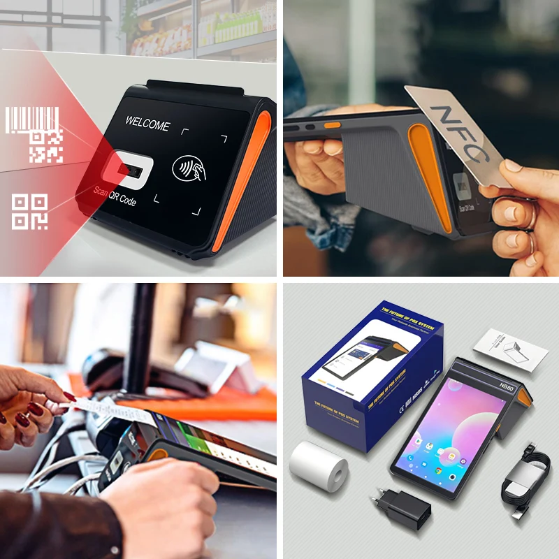 Noryox-NB80 8 inch Kit Punto de Venta Android 12/13 3+16gb Handheld QR Code Barcode Reader 58/80mm Thermal Printer Pos Machine