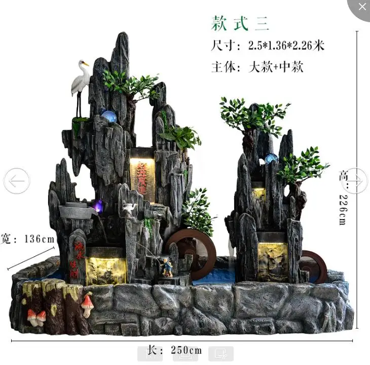 Outdoor resin garden water fountain with LED light and pump