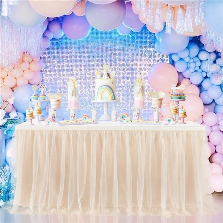 Decorative Banquet Birthday Buffet Tulle Square Table Skirts for Wedding Event