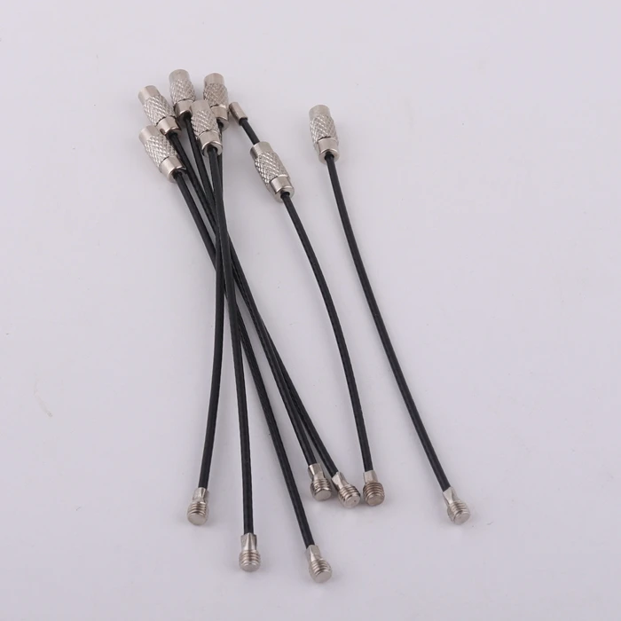 black stainless steel cable wire key ring loop keychain