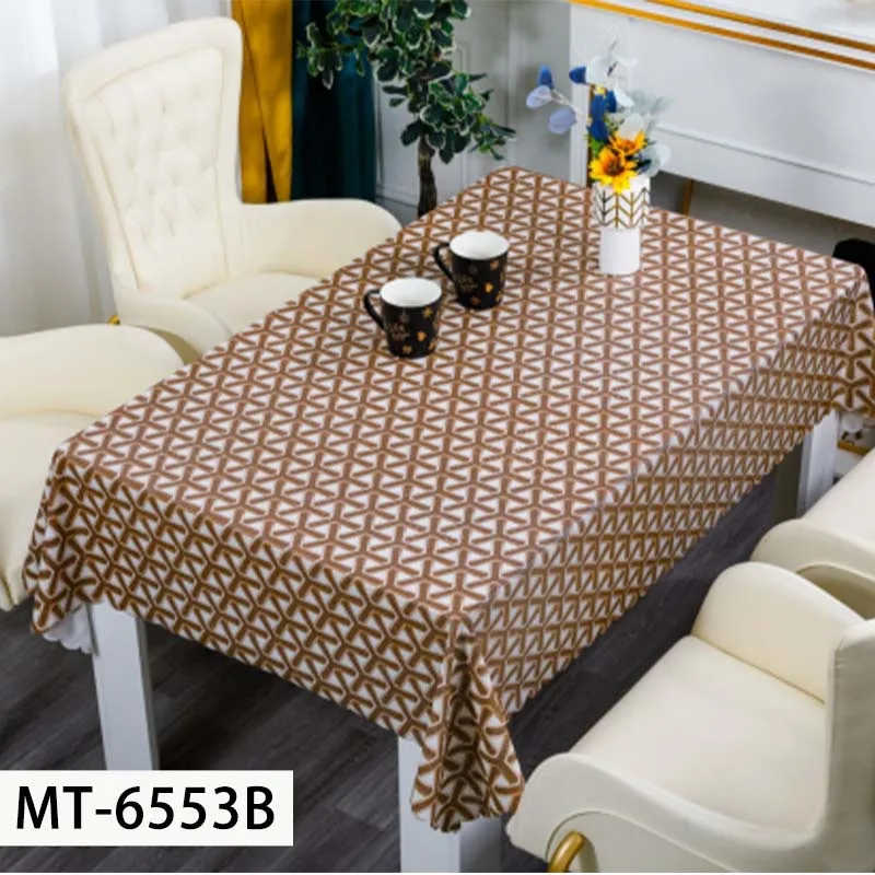 Rectangle Vinyl Tablecloth Waterproof Heavy Duty Oil Proof  PVC Table Cover with Flannel Backing for Kitchen, Dining
