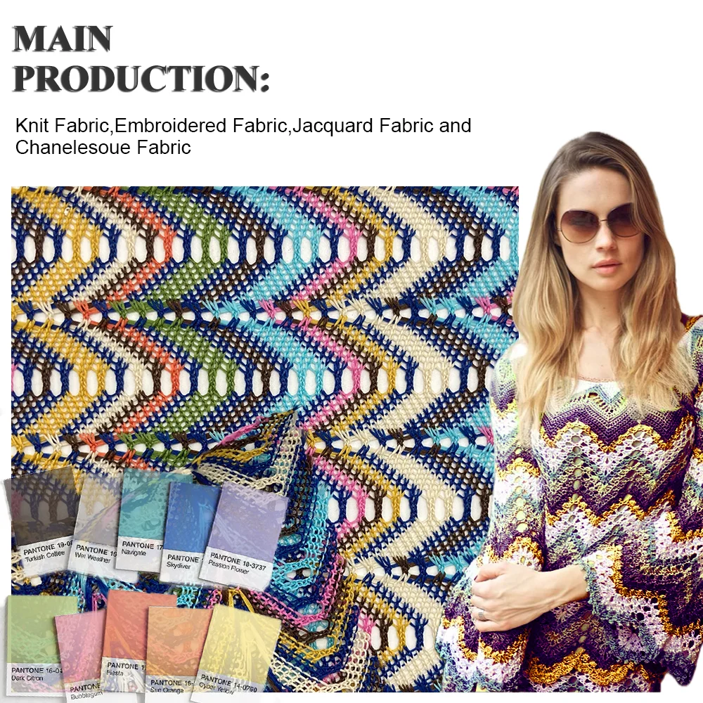 Premium High Quality 100% Polyester Knitted Jacquard  Design Fabric Making Dress Material Wholesale