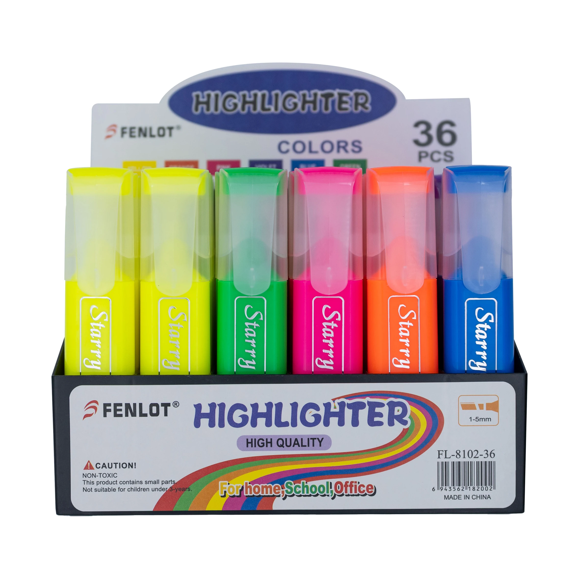 OEM/ODM acceptable supplier colorful highlighters pen normal size highlighter marker set display stand with transparent clip