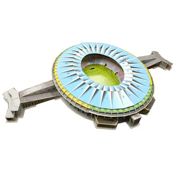 Nice design 168pcs paper EPS 3d football stadium puzzle with LED light