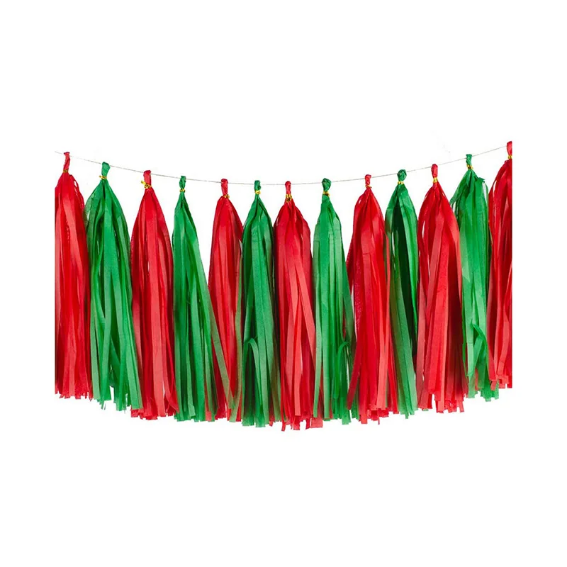 Paper Tissue Tassels For Party Decoration Diy Red Green Garland Assembled