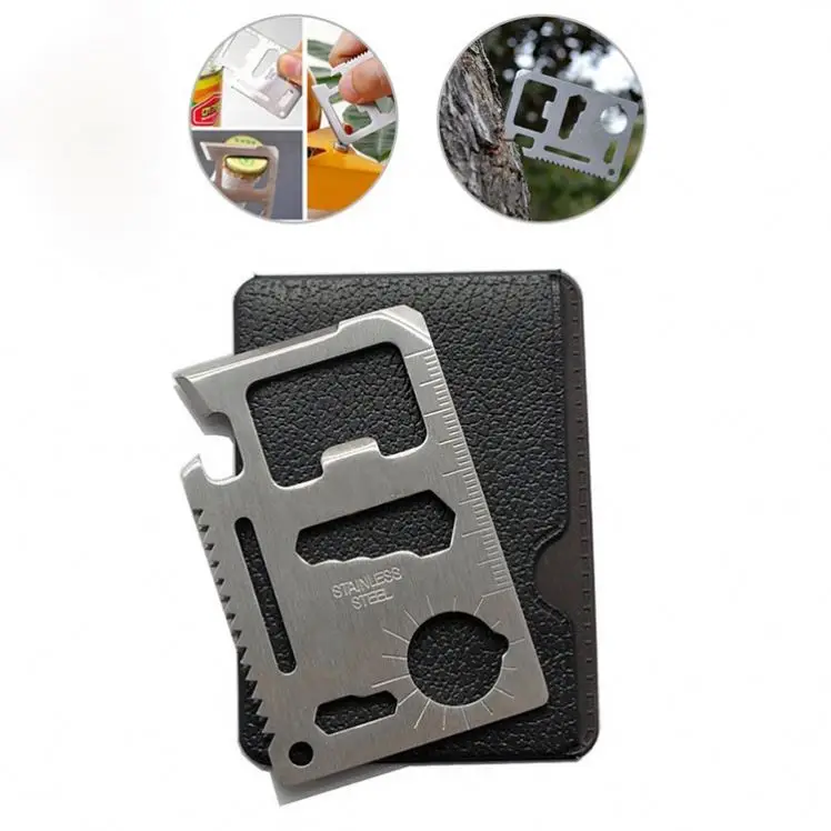 11-in-1 Custom Multitool Credit Card Survival Pocket Wallet Knife Pocket-Sized Survival Knife for Outdoor Camping Tools