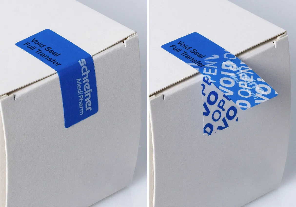 Custom Blue Full Transfer Void Label Tamper-proof Clear PET Warranty Sticker For Envelope Tamper Evident Security Seal Stickers