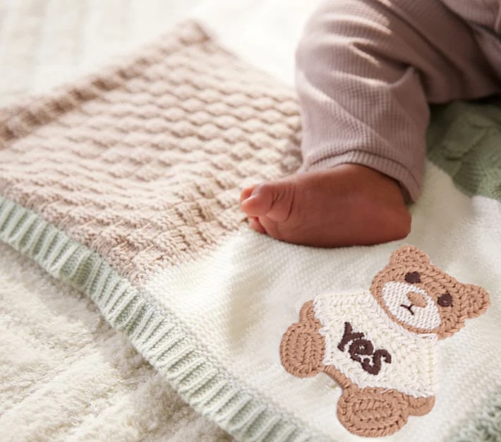 Factory Custom Super Warm knitted cotton blanket newborns breathe baby Cartoon blankets for winter