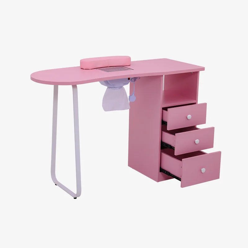 Modern Salon Furniture Light Luxury Equipment Woman Nail Care Desk Pink Wooden Design Manicure Nail Tech Table