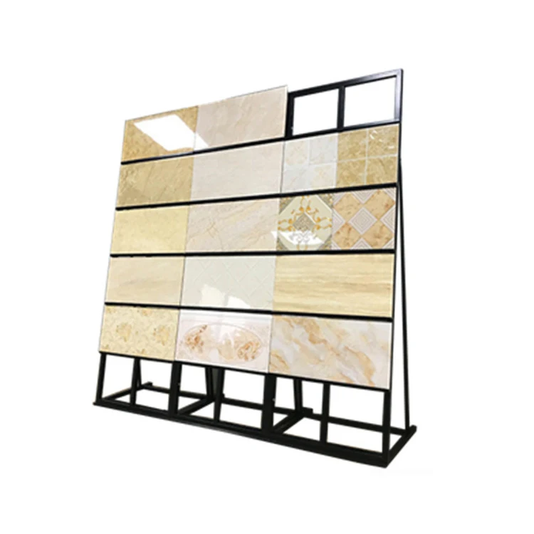 Kainice Customized Wall Mounted Standing Ceramic Tile Marble Tile Displays Wood Flooring Stone Metal Rack For Showroom
