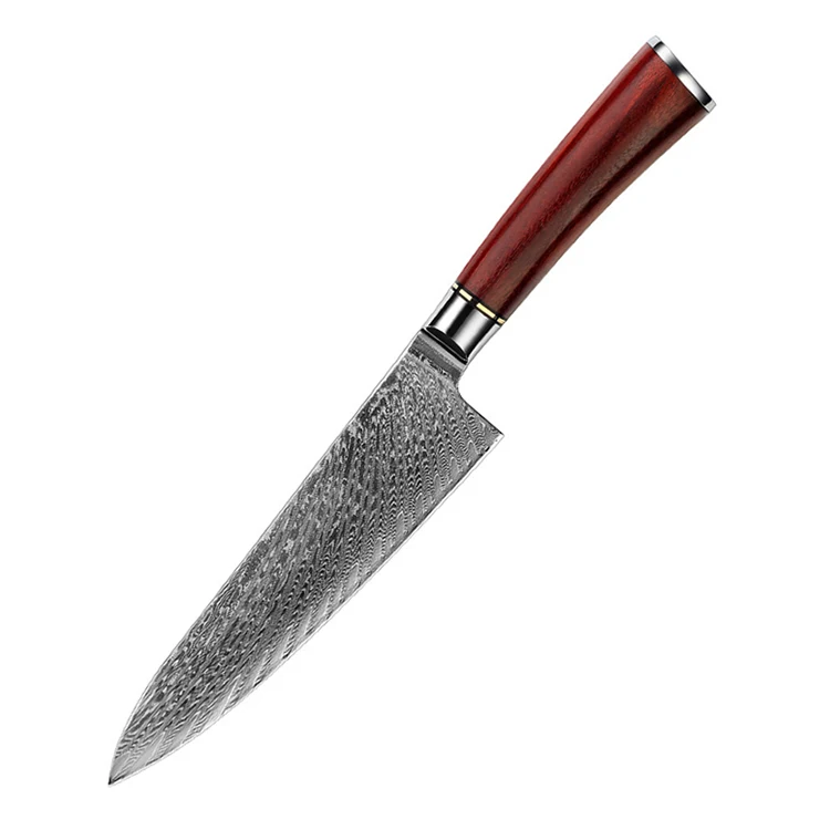 7.5' Kitchen Meat Fish Cutting Chef Knives Rose Wood Handle 67 Layers Damascus Stainless Steel Chef Knife