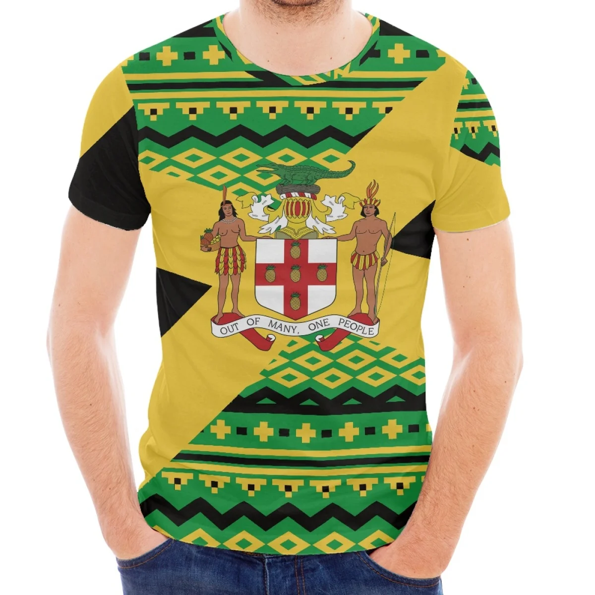 Wholesale Sublimation polyester Spandex Oversized T-shirt For Independence Day Customize Print Jamaica Lion Print Design T shirt