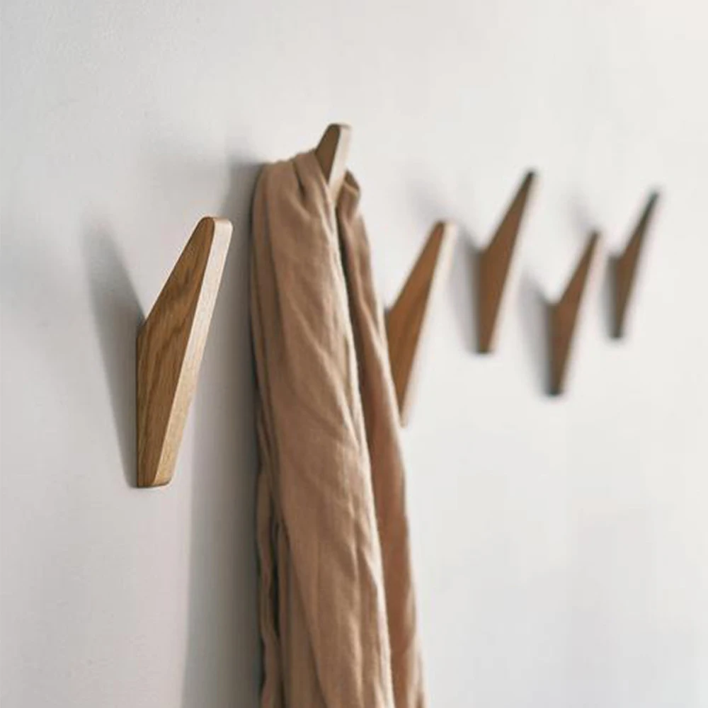 Clothes Hat Hanger Wooden Towel Coat Hook Towel Rack Modern Simplicity Wall Decoration Japanese Style Wall Hooks