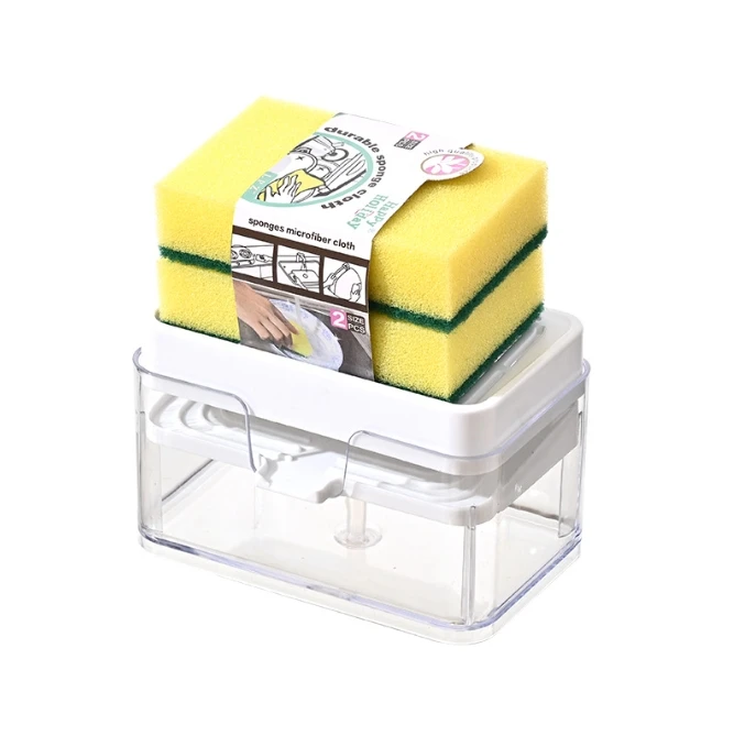 New Creative Manual Press Dish Soap Dispenser 3 in 1 Kitchen and Bathroom Sponge Holder with Pump for Wash Caddy