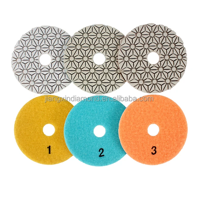 4 inch 3 Step wet diamond Polishing Pads for marble granite engineered stone