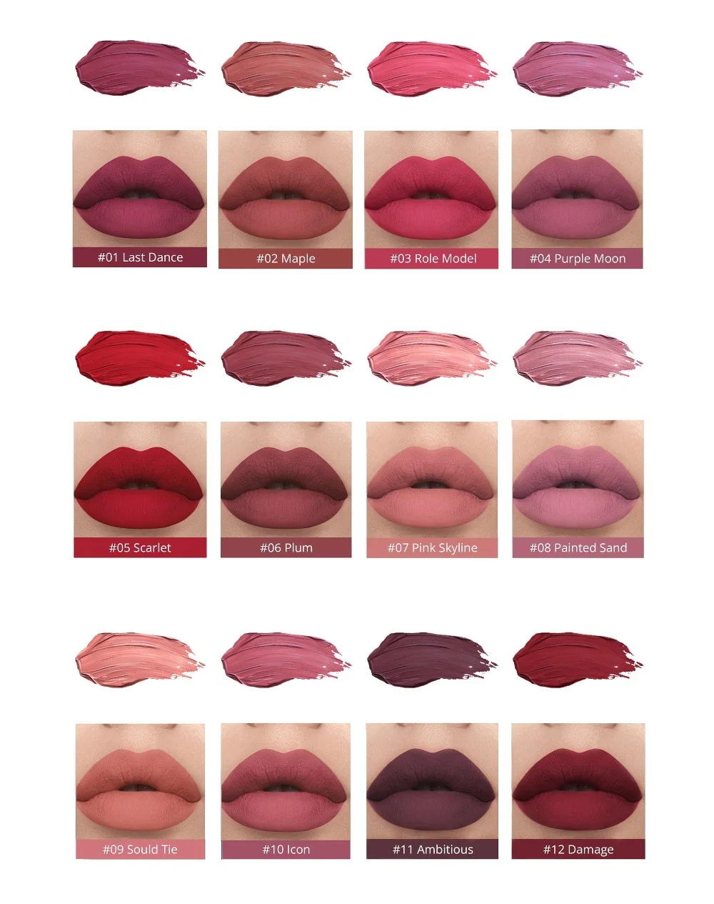Luxury No-Stick Long Lasting Waterproof High Pigment 6PCS Lipstick Set Private Label Liquid Lipstick