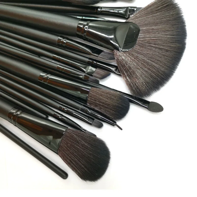 Portable Customize LOGO Natural Wood 24PCS Makeup Brushes Set Black, Pink, Brown, Burlywood Color