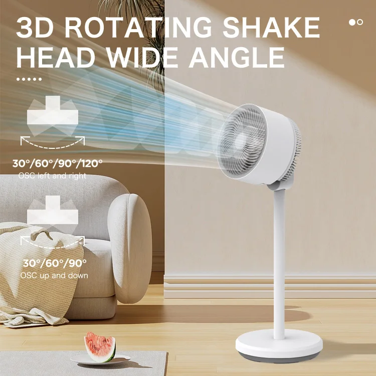 8 Inch 6 Speeds 3D Oscillation 10H Timer 4 Modes Versatile Quiet Adjustable Height Standing Fan 24W For Home Air Circulator Fan
