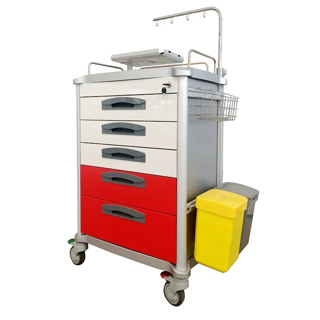 ABS Hospital&Clinic Medication Equipment Furniture Medical Crush Emergency Trolley Cart Carro para hospitales