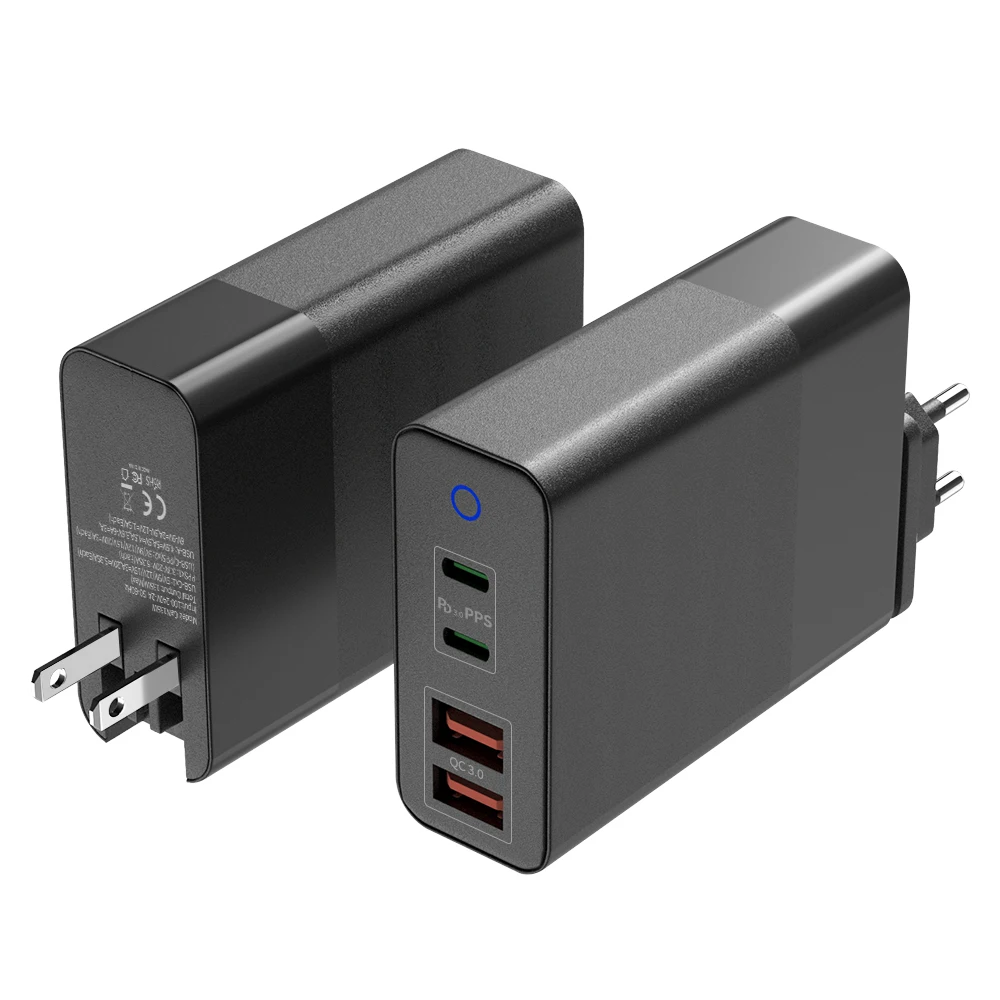 US EU Hot Sell 4 Port USB Wall Charger with convertible plug 135W USB PD Mobile Phone charger (1600321832820)