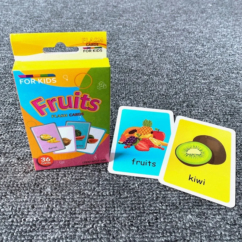 36pcs Children Cognition Cards Body Parts Animal Fruits Double Side Flashcards Montessori Baby Kids Early Educational Toys Gifts