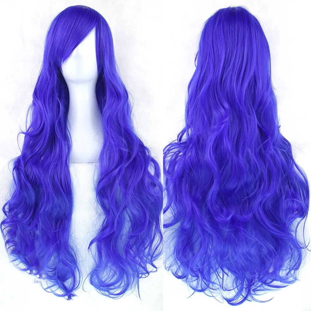 High Quality Heat Resistant Fiber Long Hair Synthetic Wig Cosplay Party Color Wig
