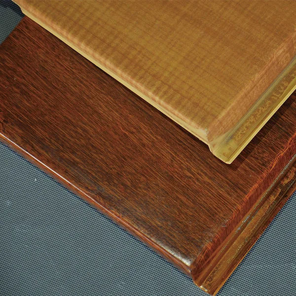 2.0mm thick aluminum veneer im itation wood grain door head shape perforated ceiling with 1.5mm aluminum