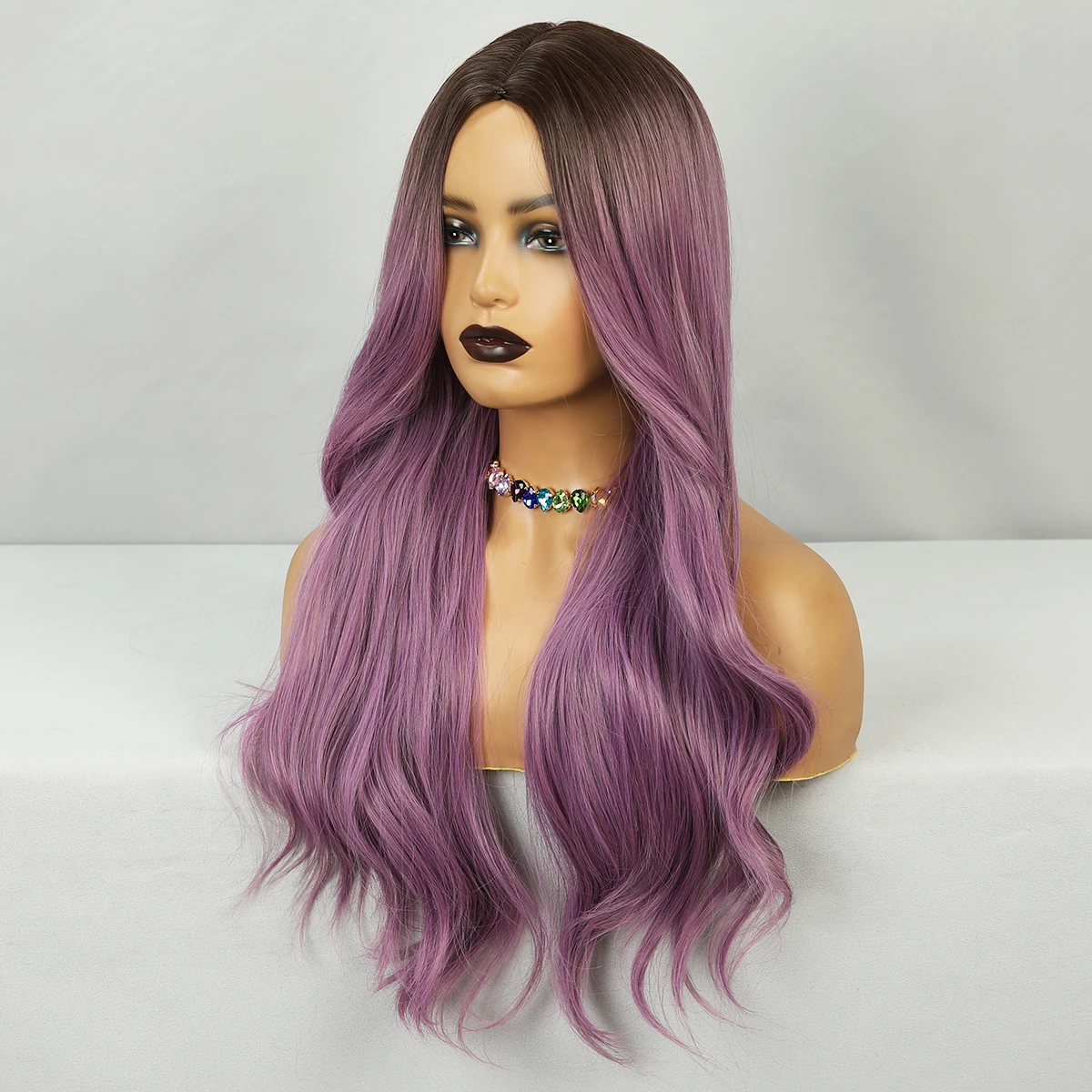 High Quality 26 Inches Long Straight Light Purple Synthetic Heat Resistant Anime Wig Saint Seiya Athena Cosplay