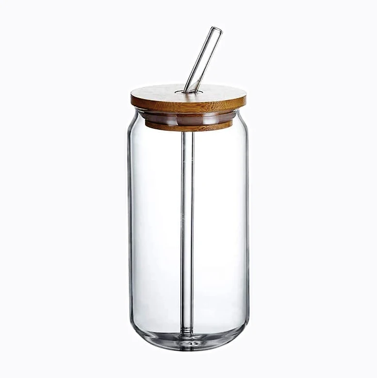 12 or 16 ounces with bamboo lids cute and stylish clear glass for drinking or cold drinks beer mug coffee cup