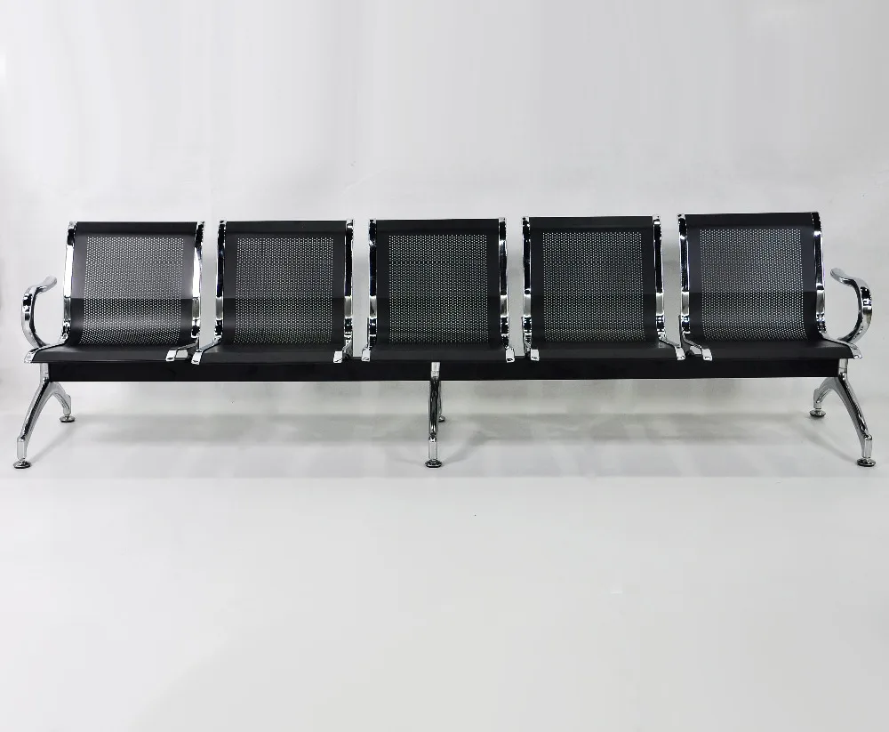 Customers 5 Seater Black Airport Waiting Bench Seats Gang Chair Waiting Chair For Airport