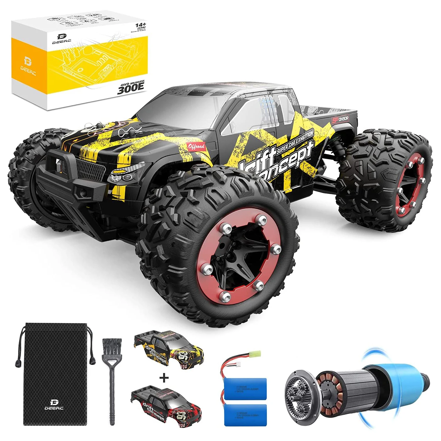 Promotion Price DEERC High Grade 300E Brushless Motor RC Cars 4x4 High Speed Racing 60+ MPH Remote Control Offroad RC Trucks