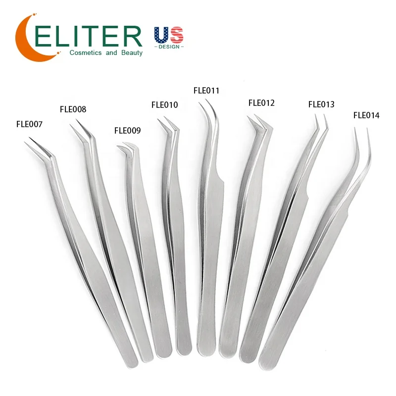 ELITER Hot Sell In Stock Full Range Titanium Eyelash Tweezer Steel Eyelash Tweezer Eyelash Tweezer Extensible