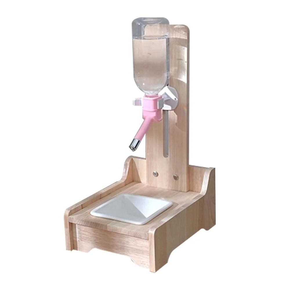 Wood Automatic and Adjustable Fountains pet Drinking Water dispenser cat Bowls Feeder