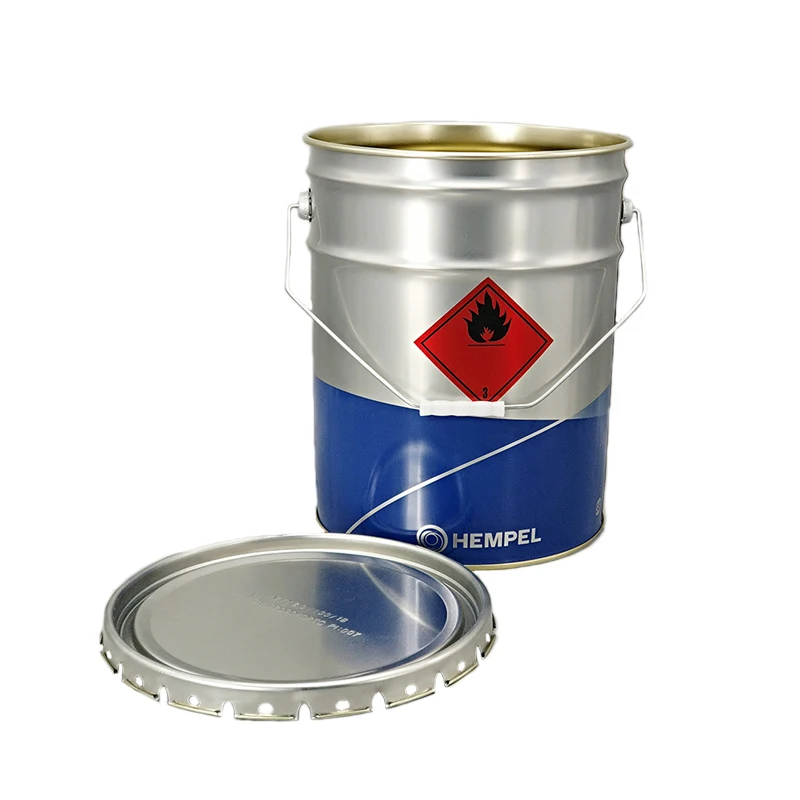 empty metal pail with flower lid 5gallon 20L tinplate iron coating barrel used for paint chemical