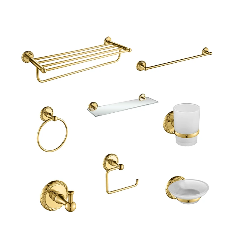 Wall mounted rose gold copper toilet paper holder towel ring towel rack bathroom accessories set
