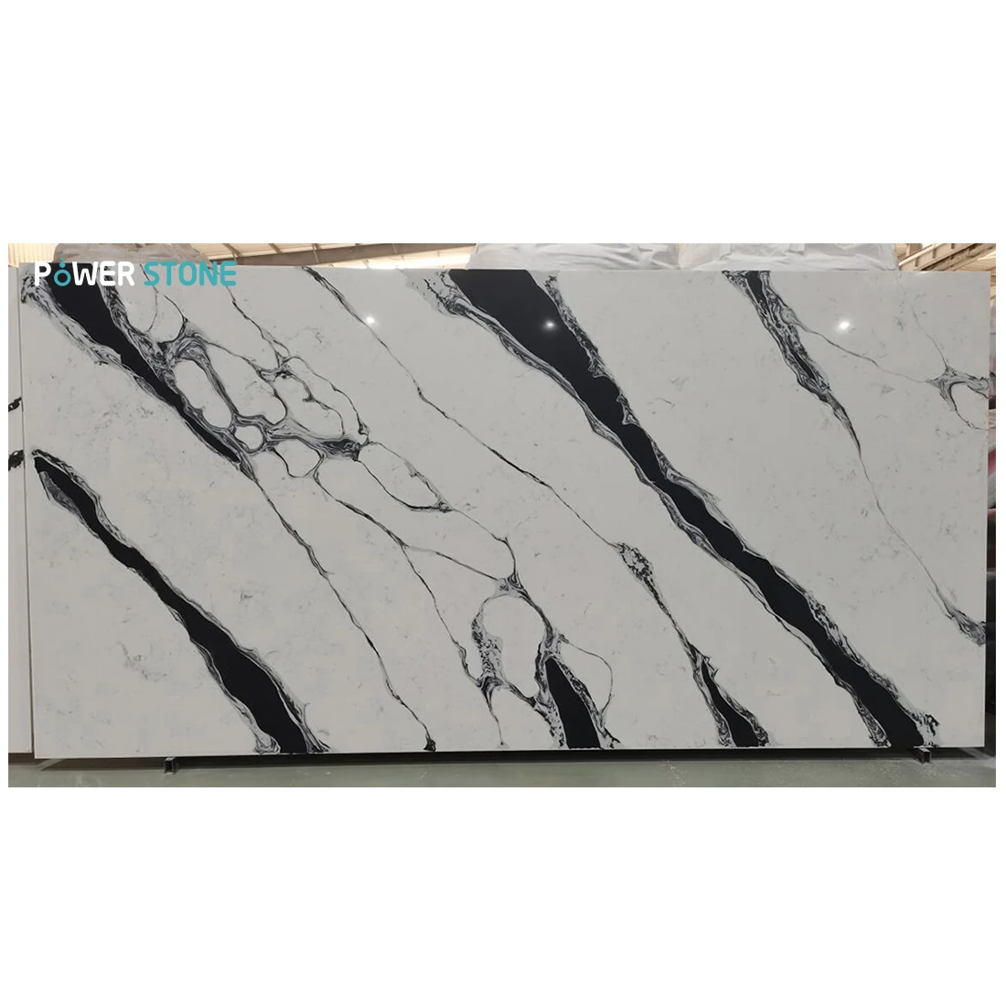 POWER STONE Panda White Marble Kitchen Worktops Artificial Quartz Slab Kitchen Top Exotic Slab White With Gold Flecks GEMA5023-3