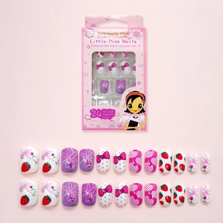 Wholesale False Nail OEM Custom Design Children Cute Pattern Kids Press On Nails Kids Nail Art