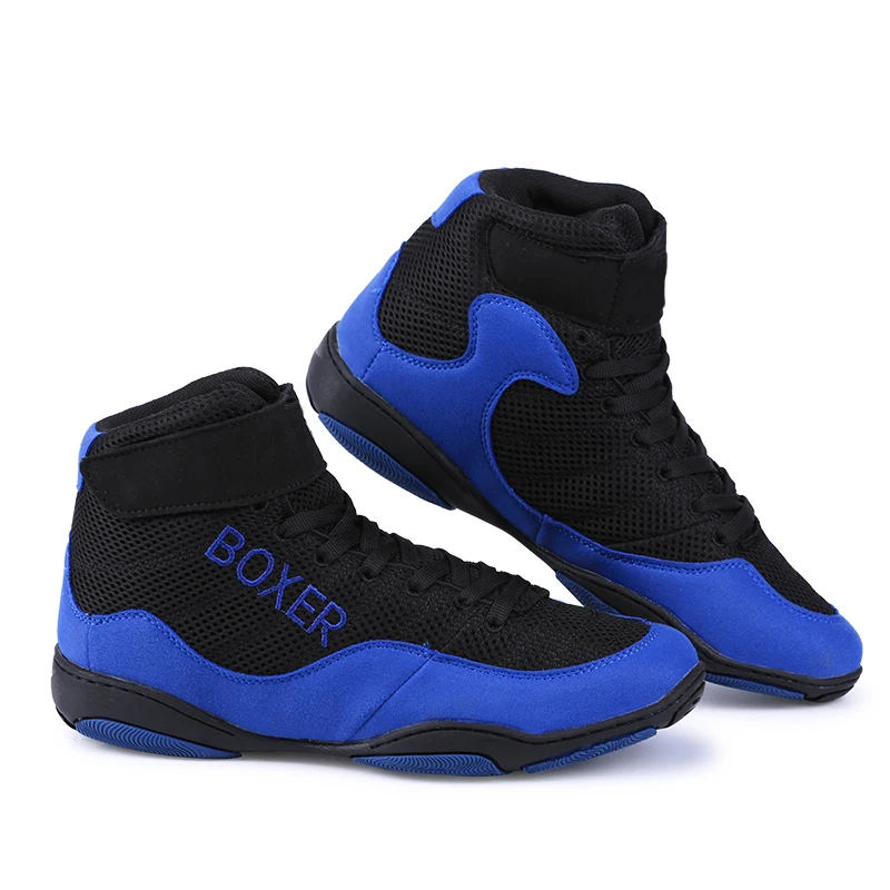 Black Blue Black Red Non Slip Training Boots Boxing Shoes Youth Wrestling Shoes