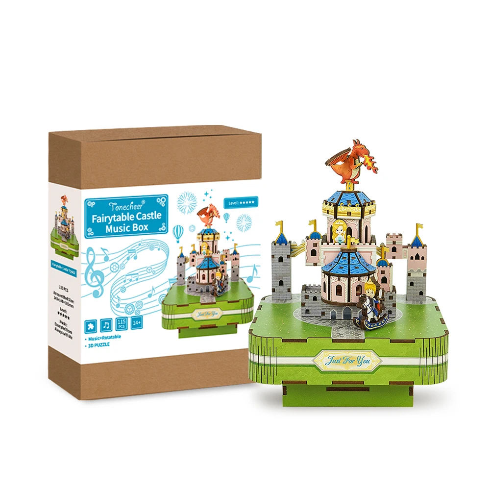 Tonecheer Fairytable Castle 3D Diy Wooden Puzzle for Adults for Dropshipping