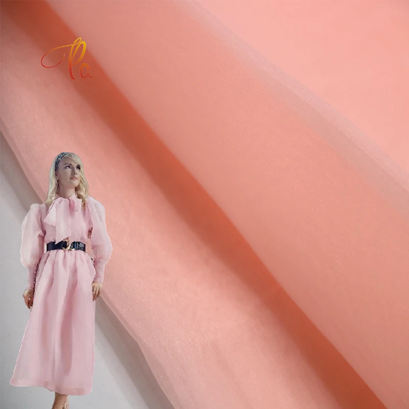 Lightweight 100% Polyester Silk Sheer Iridescent Organza Fabric For Dress Wholesale By The Yard