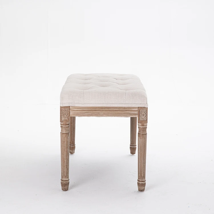 Painting Process Eco-friendly Birch Frame Linen Divan Bench Sofa Without Backrest