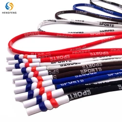 Support Custom Branded Logo Plastic End Tips Polyester Nylon Jacquard Round Drawcord Draw Cord