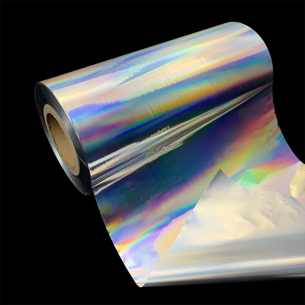 Bopp holographic lamination film silver color rainbow pattern two sides corona treatment or chemical treatment